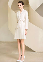 Chic Doublebreasted Side Belted Knee High Dress